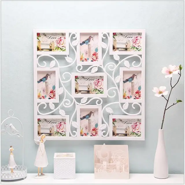 White Square Plastic Flower Wall Photo Frame Collage Hanging Family Picture Display Home Decor White Square Plastic Flower Wall Photo Frame Collage Hanging Family Picture Display Home Decor