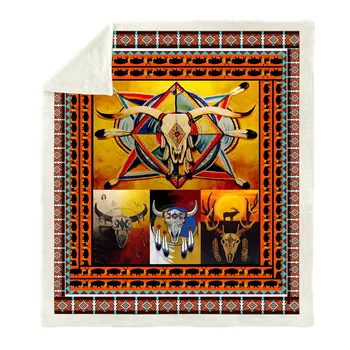 

SOFTBATFY Bull Skull Fleece Throw Blanket Sofa Bedding Blankets Drop Ship