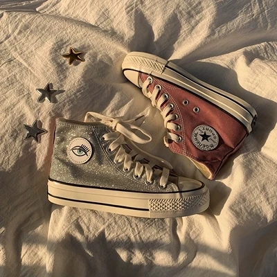 

Big eyes high canvas shoes female 2019 new students wild retro Hong Kong flavor Harajuku style casual shoes -1