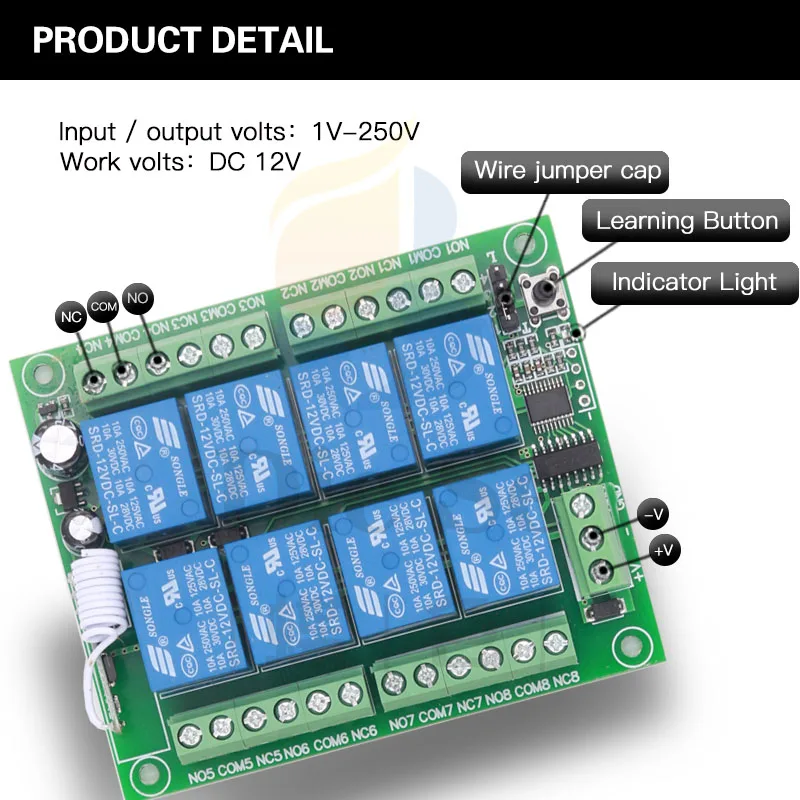 433 МГц универсальный пульт дистанционного управления DC 12 В 8CH rf релейный приемник и 500 м Пульт дистанционного управления для дистанционного переключателя двери/гаража/двигателя