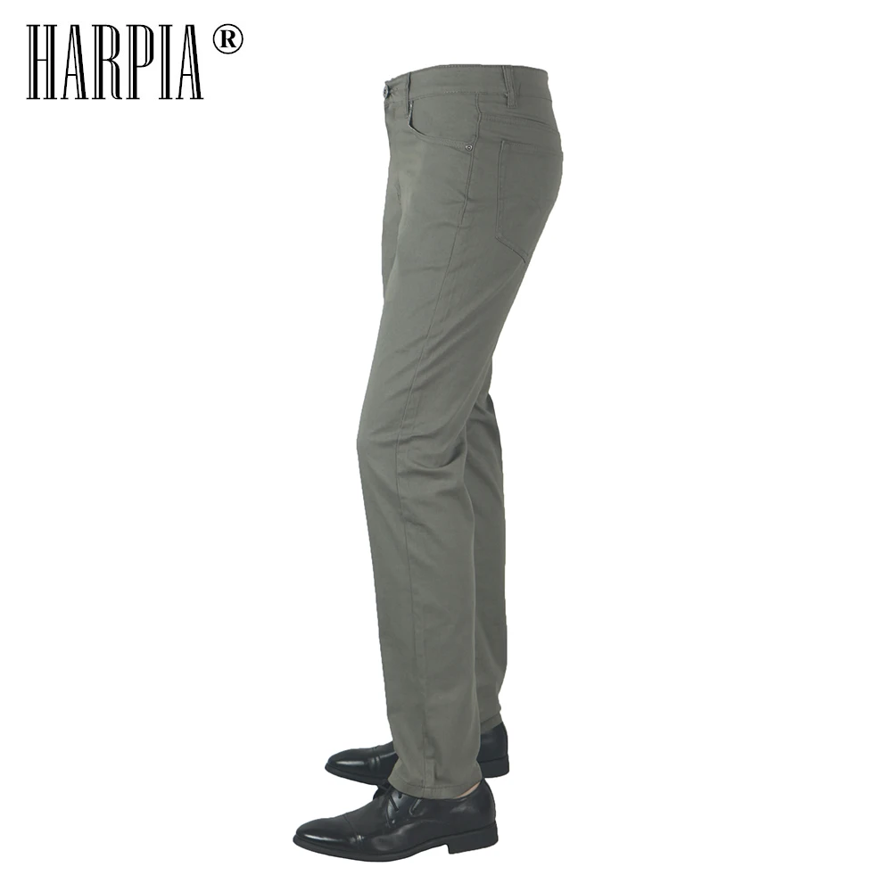 HARPIA Men s Casual Pants Summer New Cotton Regular Stretch Army Green Straight Trousers Plus Size 4