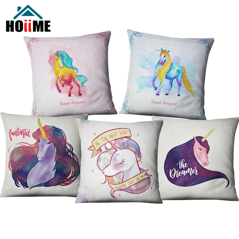 

Hoiime 45x45cm Unicorn Pillow Case Unicorn Party Supplies Cotton Linen Cushion Cover Sofa Baby Shower Children Birthday Gift
