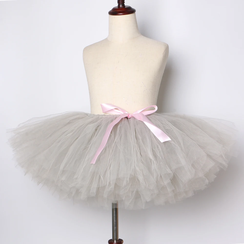 Серая юбка-пачка для девочек пышная детская Тюлевая юбка ручной работы детская балетная юбка-американка для танцев Праздничная юбка-пачка для маленьких девочек 1-14 лет