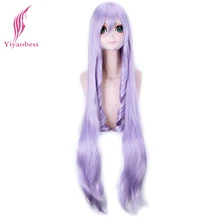 Yiyaobess 120 см волнистый светильник фиолетовый длинный парик для косплея с челкой синтетические волосы костюм для Хэллоуина женские парики для сестры принцессы