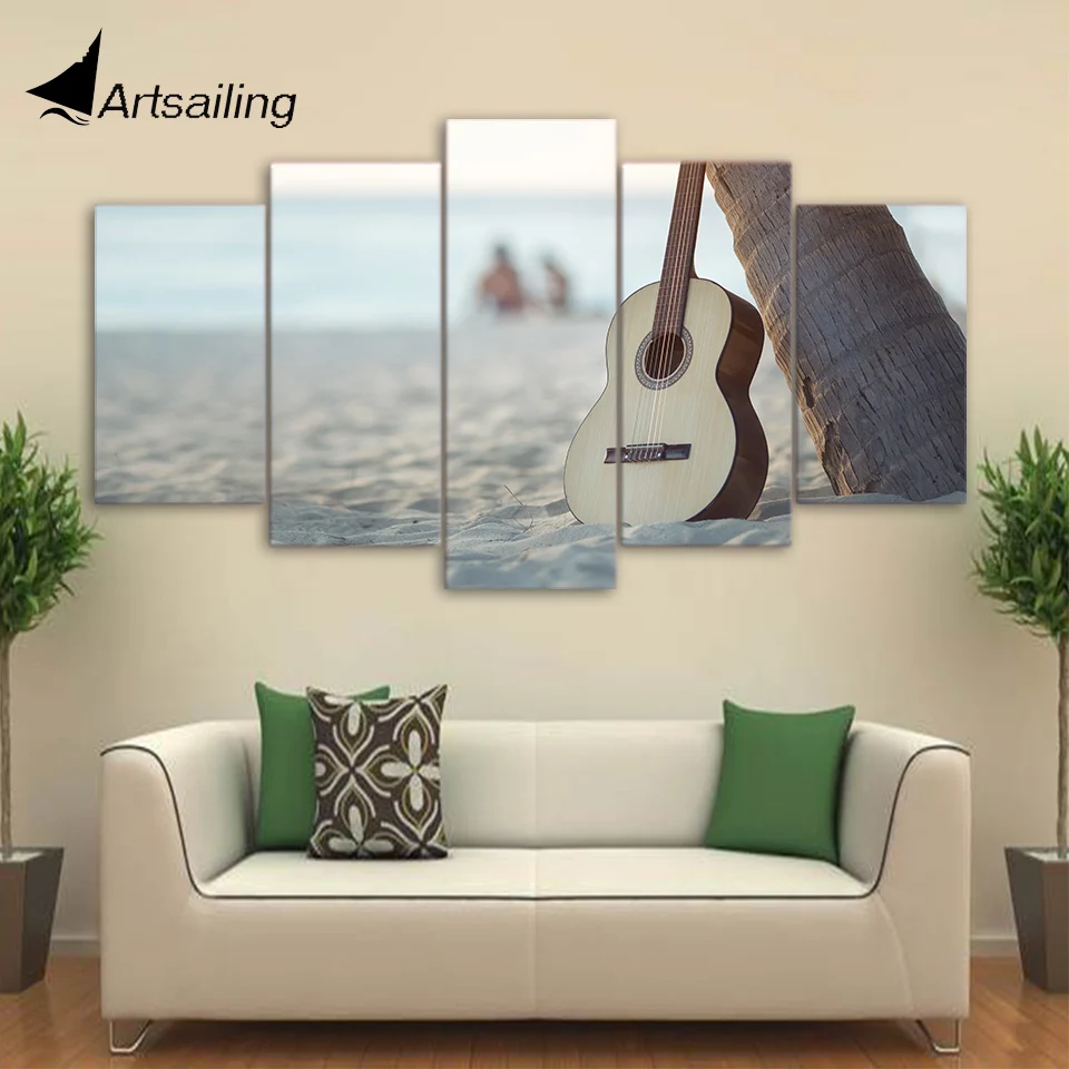 HD Printed 5 Piece Canvas Art Classical Guitar Painting Music Instrument Wall Pictures for Living Room Free Shipping CU-1862C | Дом и сад