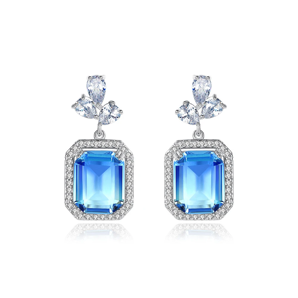 

BAFFIN Exquisite Square Drop Earrings for Women Party Dating Luxury Shiny CZ Silver Gold Color Treasure Female Mothers Day Gift
