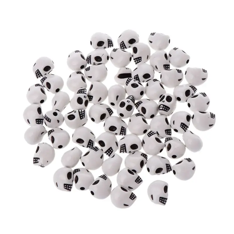 

60pcs Skull Head Loose Beads For Bracelet Necklace DIY Making Charm Jewelry Crafts