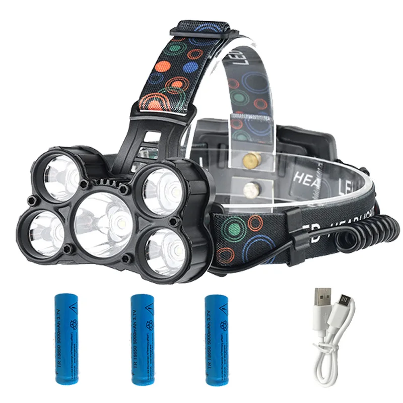 18000LM LED Headlamp Headlight 5 T6 Recahrgeable Head Lamp Fishing