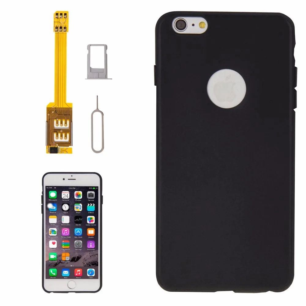 Для iPhone 6 Plus и 6s 4 в 1 Dual SIM карты Адаптеры + чехол накладка на заднюю крышку лоток для