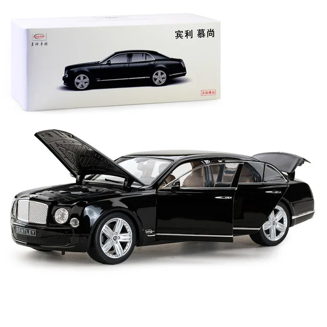 Студенческая литая 1:18 Модель автомобилей сплав автомобиль игрушки для детей gld3 большой роскошный бизнес автомобиль Bentley Muzanne подарок на день рождения - Цвет: black in color box