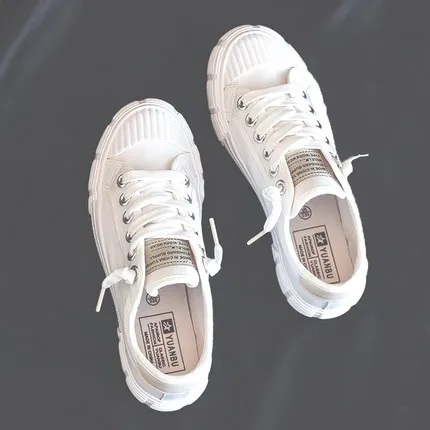 

Small white shoes female wild students 2019 spring new Korean canvas shoes retro Hong Kong style flat shoes