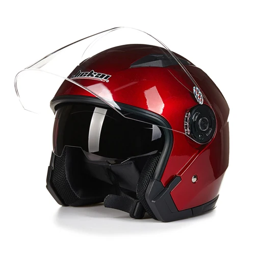 JIEKAI мотоциклетный шлем с открытым лицом Capacete Para Motocicleta Cascos Para Moto Racing rcycle винтажные шлемы с двойным объективом - Цвет: Красный