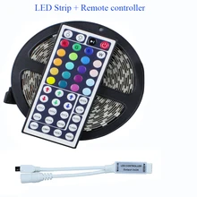 5050 RGB Led Strip 5M 60Led/M DC 12V Led String Strip Bar Neon Bombillas Led Lamp +44 keys mini Remote Controller living room
