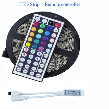 

5050 RGB Led Strip 5M 60Led/M DC 12V Led String Strip Bar Neon Bombillas Led Lamp +44 keys mini Remote Controller living room