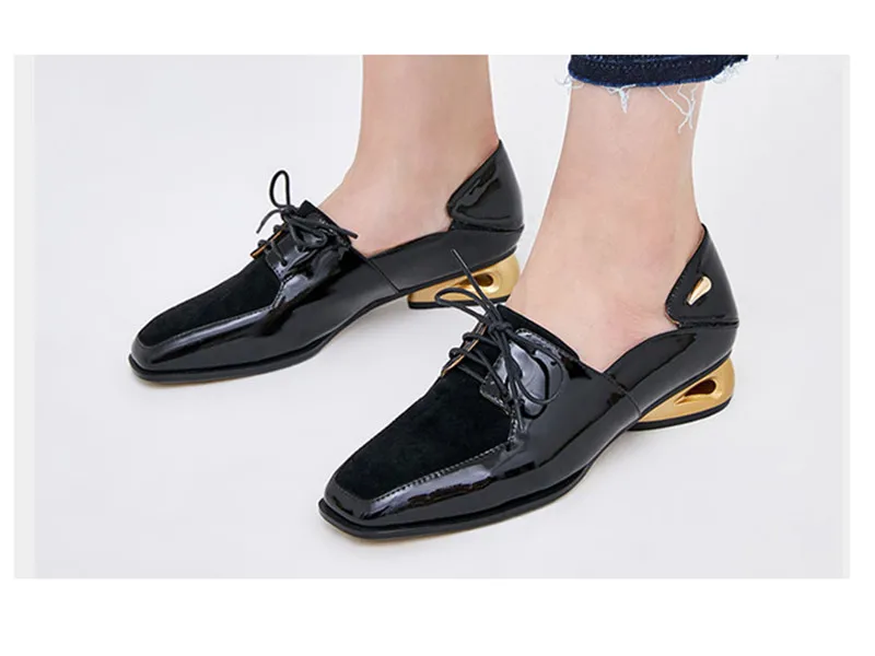 Винтажная женская обувь на плоской подошве с квадратным носком; модельные мокасины в деловом стиле; Цвет Черный; женская обувь из лакированной кожи на День Святого Валентина; обувь для офиса; стилеты