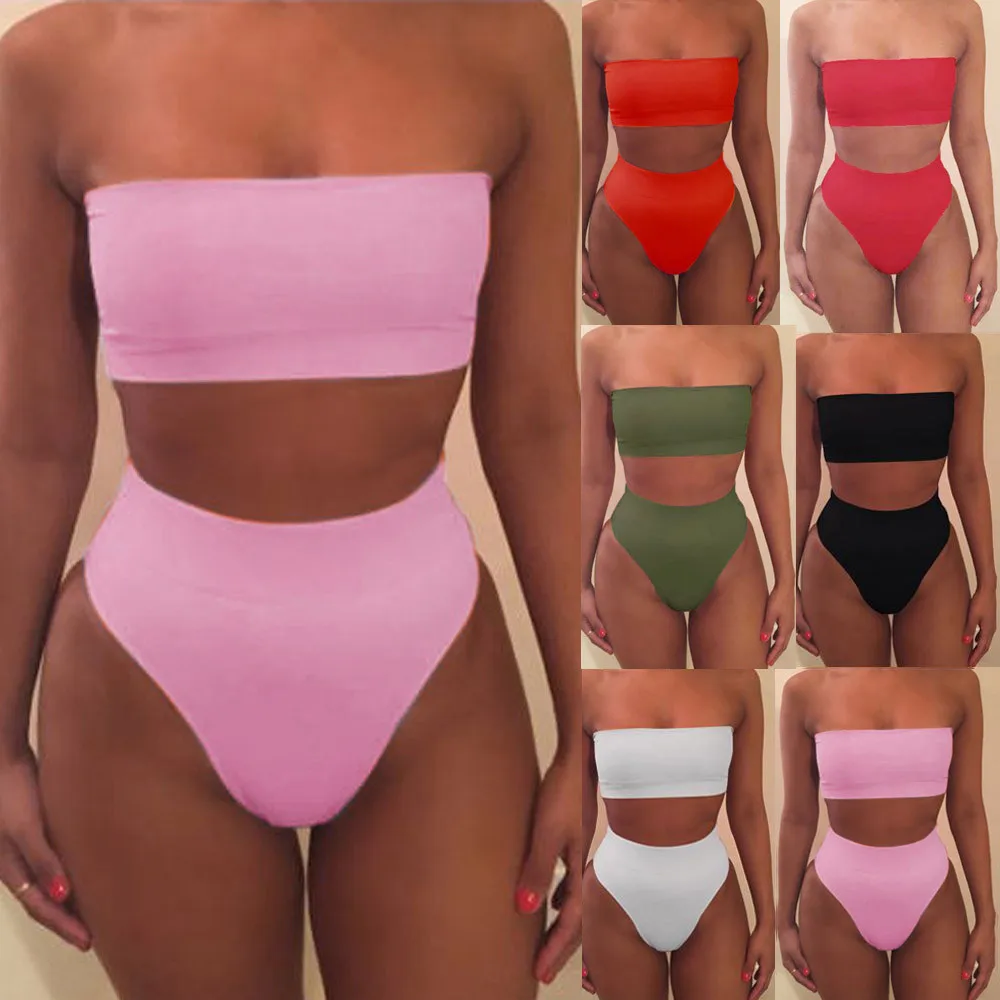 

Woman Bikini Female Bandage Thin Solid Bikini Bra Swimsuit Bathing 2pcs Set Swimwear Cover-ups micro Biquini bathers