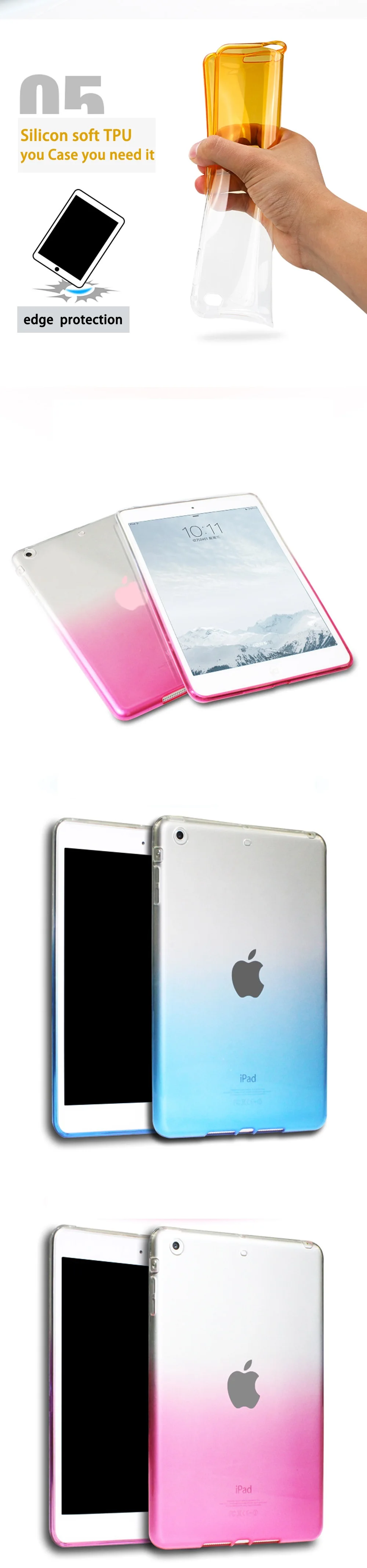 Ultra-thin Tablet Case For iPad 2017 2018 9.7 Case Suger Rainbow Soft TPU A1822 A1893 Cover For iPad 2017 2018 9.7 TPU Cover (3)