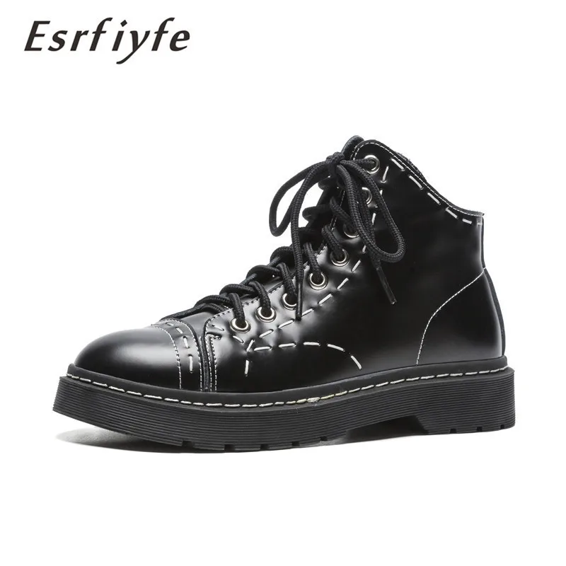 

ESRFIYFE new Women basic Boots Genuine Leather Lace up Ladies Moccasins Short Boots Ankle Boots for Women Footwear Shoes Spring
