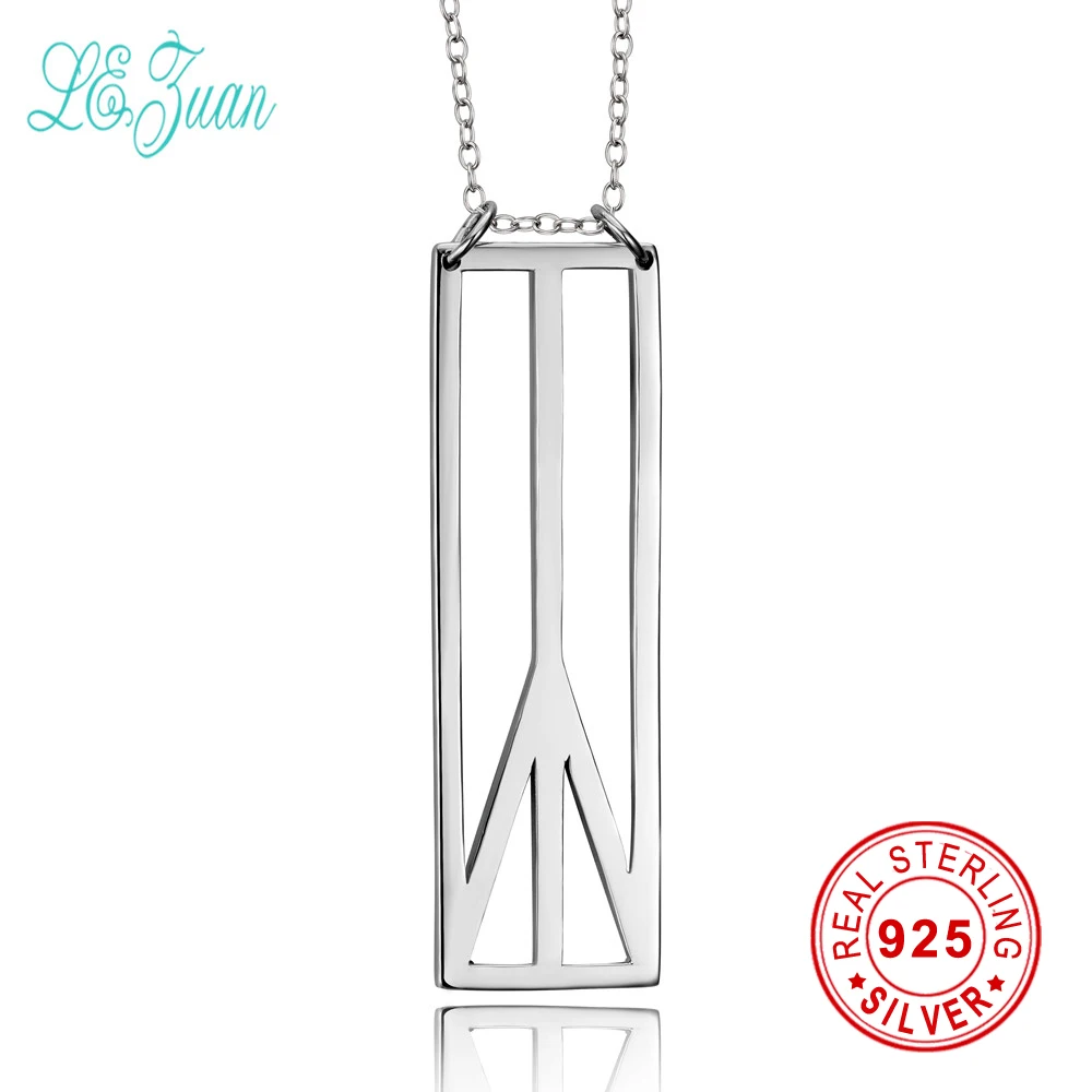 

l&zuan Zilver 925 Sieraden Jewelry Colares Best Friend Rectangle Long Statement Pendant Necklace For Women Gift Bijoux