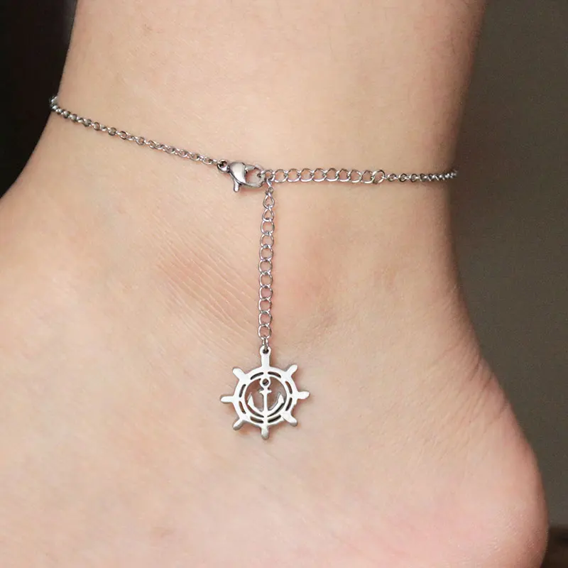 

1 Pc Rudder Anchor Stainless Steel Anklet Ankle Bracelets Foot Bracelet Fashion Sandals Jewelry Accessories For Women