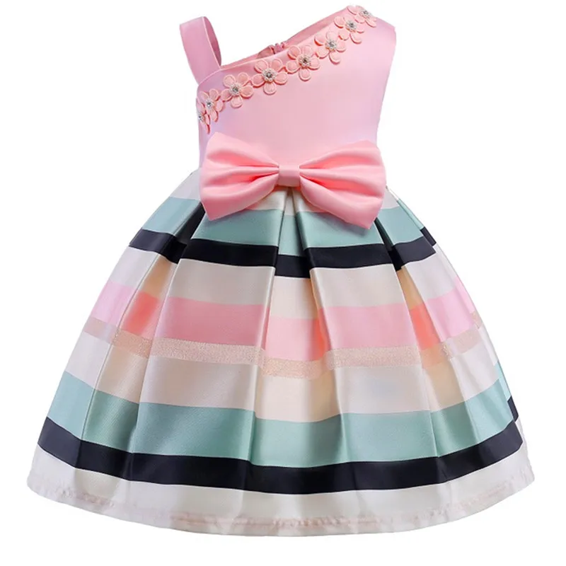 Платье принцессы для маленьких девочек 12 лет, детские платья в полоску без рукавов для малышей, детская одежда в европейском и американском стиле - Цвет: as picture