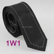 Yibei Coachella Тонкий Тощий узкий черный Для мужчин Классические Галстуки Белый пунктирная линия границы Ascot жаккардовые микрофибры Шайнер corbatas