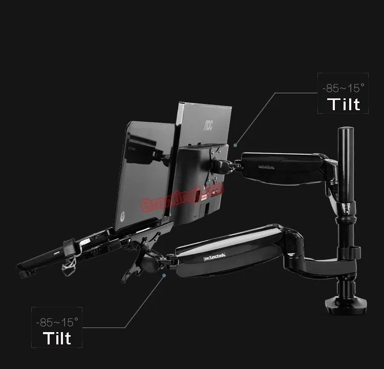 Loctek D5F2 двойное использование ноутбук/ноутбук кронштейн+ монитор держатель с USB вентилятором для ноутбука 15,6 дюймов и 1"-27" монитор