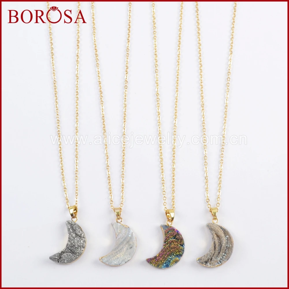 BOROSA дизайн 5/10 шт. 16 дюймов золотой цвет Луна Радуга Титан галактика Друза кварц