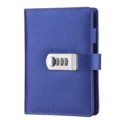 Спиральный личный дневник с кодом блокировки, блокнот, бумага, 100 листов, кожаный блокнот, канцелярские товары, офисные, школьные принадлежности, подарок - Цвет: dark blue
