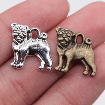 

WYSIWYG 15pcs 16x15mm 2 Colors French Bulldog Pendant Dog Charms Pendant Bulldog Charm