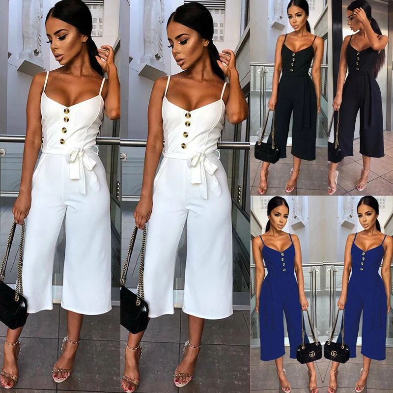 

New Women's Jumpsuit Sleeveless Strapless Playsuit Casual Solid Party Romper Trousers New Jumpsuit
