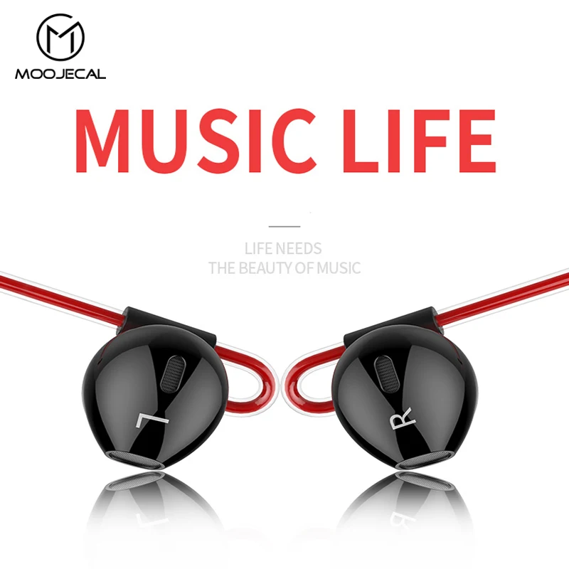 

MOOJECAL 3.5mm Heavy Bass Wired Earphone In-Ear Earphones With Mic Universal Earbud Volume Control Stereo Sport Music Headset