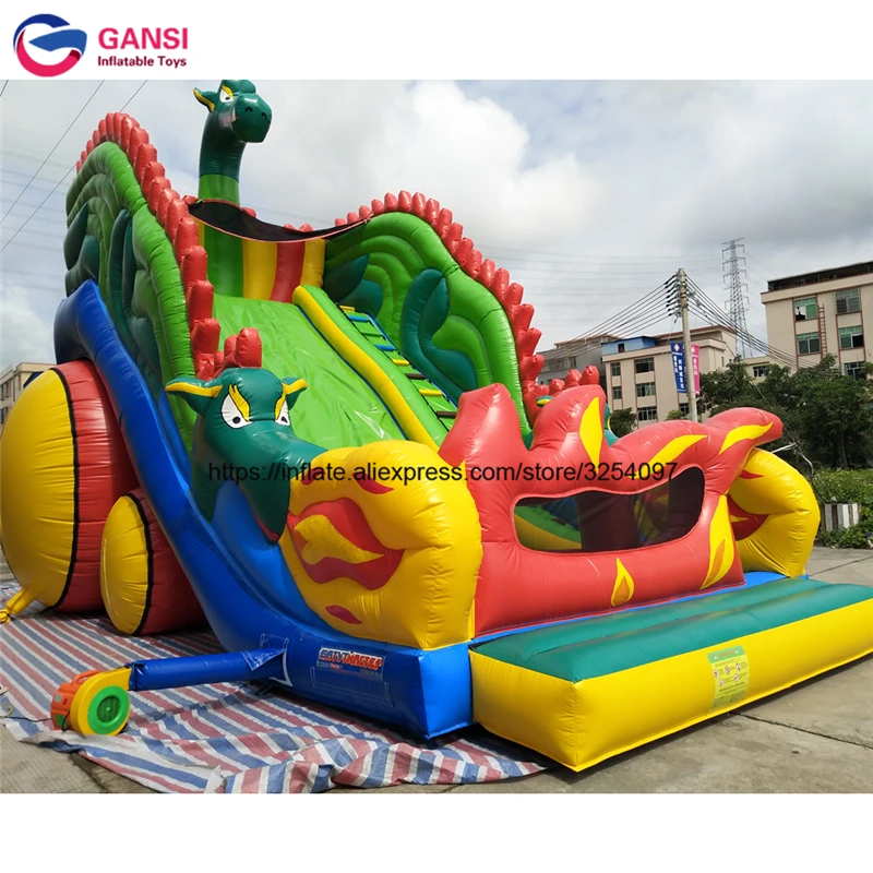 Promotion 11*6*7M Inflatable Dinosaur Jumping Castle With Slide Factory Inflatable Castle Slide For Amusement Park