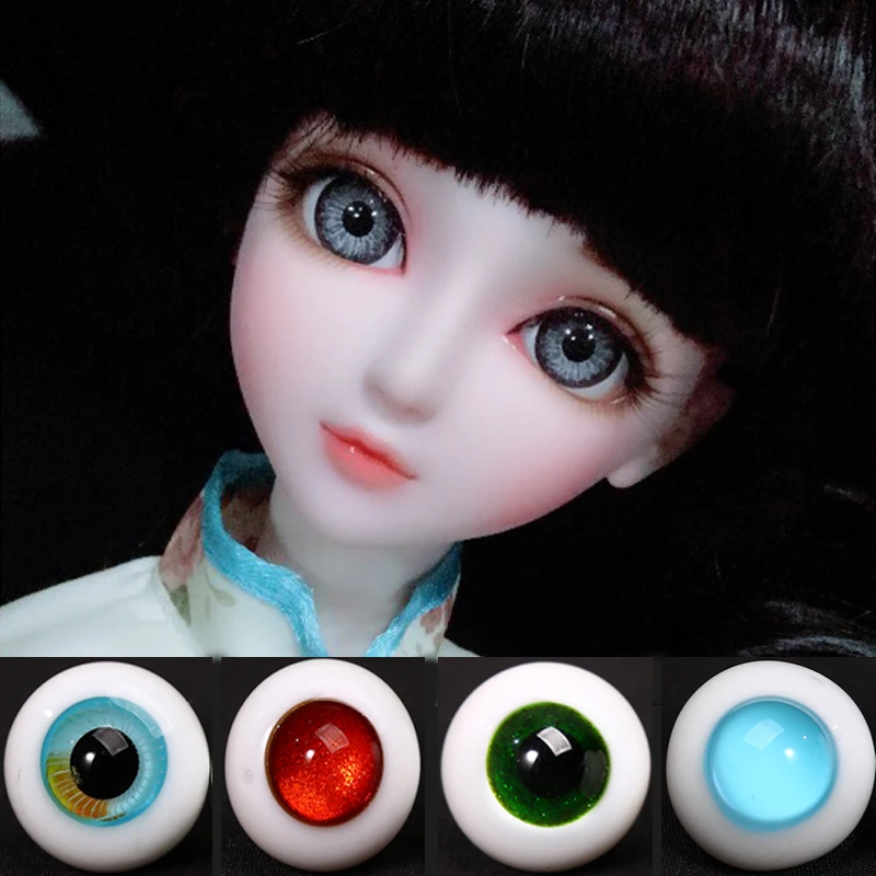A Pair 16mm Glass Eyes Doll Eyes For 1/3 1/4 Bjd Sd Dolls Toy Eyeballs