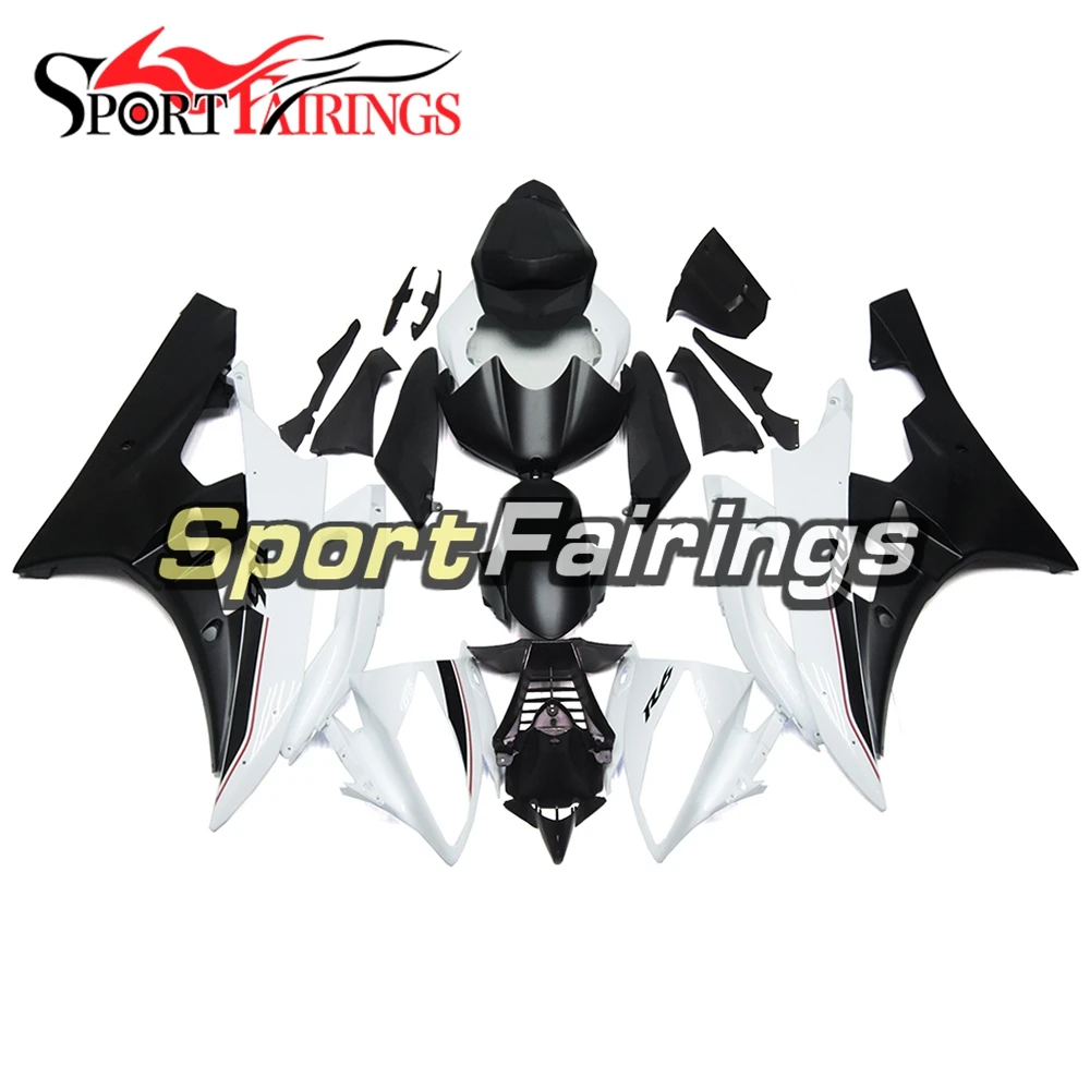 ABS пластиковые впрыски Sportbike крышки-обтекатели для Yamaha YZF600 R6 2006 2007 06 07 Белый черный