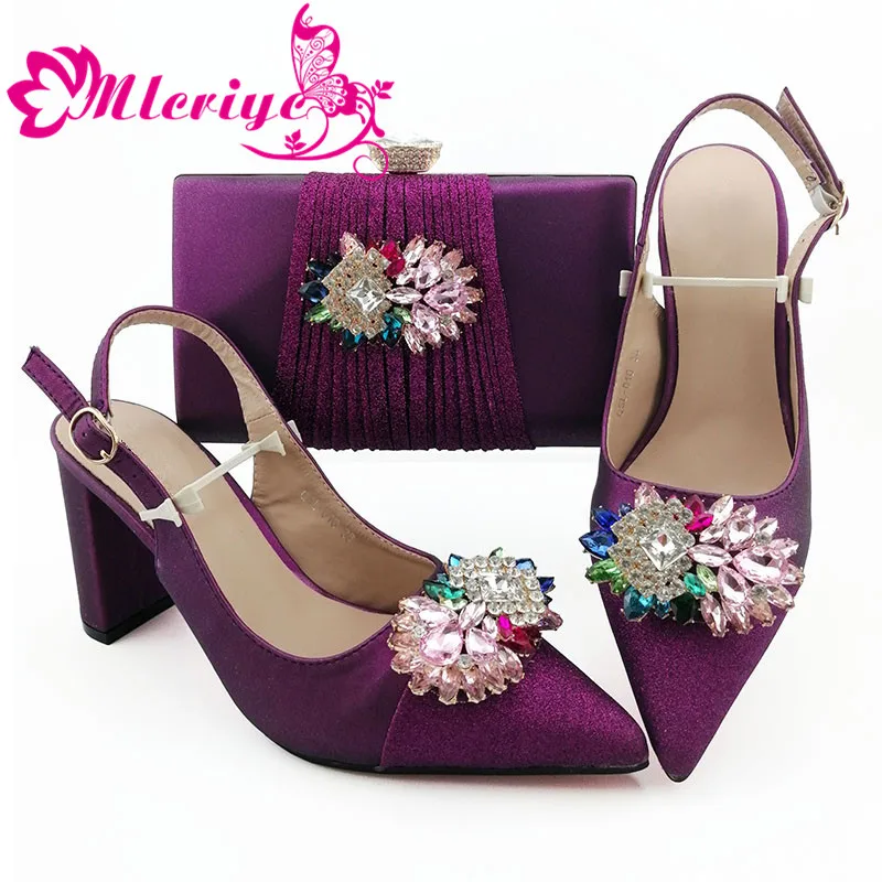 

Fashion New 2019 Italian Shoe And Bag Set For Party Nigerian Shoe With Matching Bag Matching Purple Shoe And Bag for Wedding