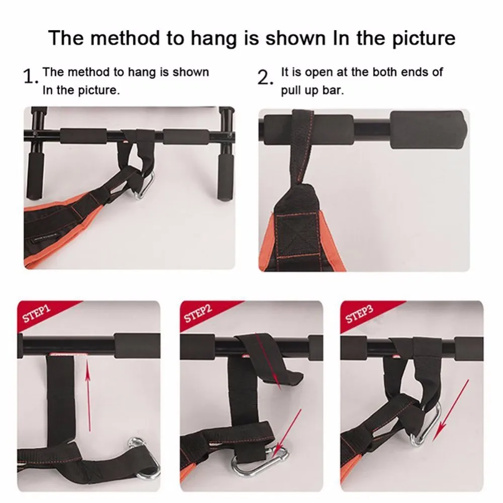 Cinturón colgante de Fitness para el hogar AB Sling Straps Abdominal Carver barbilla Up Sit Up Bar Pullup cinturón de suspensión de entrenamiento muscular de alta resistencia