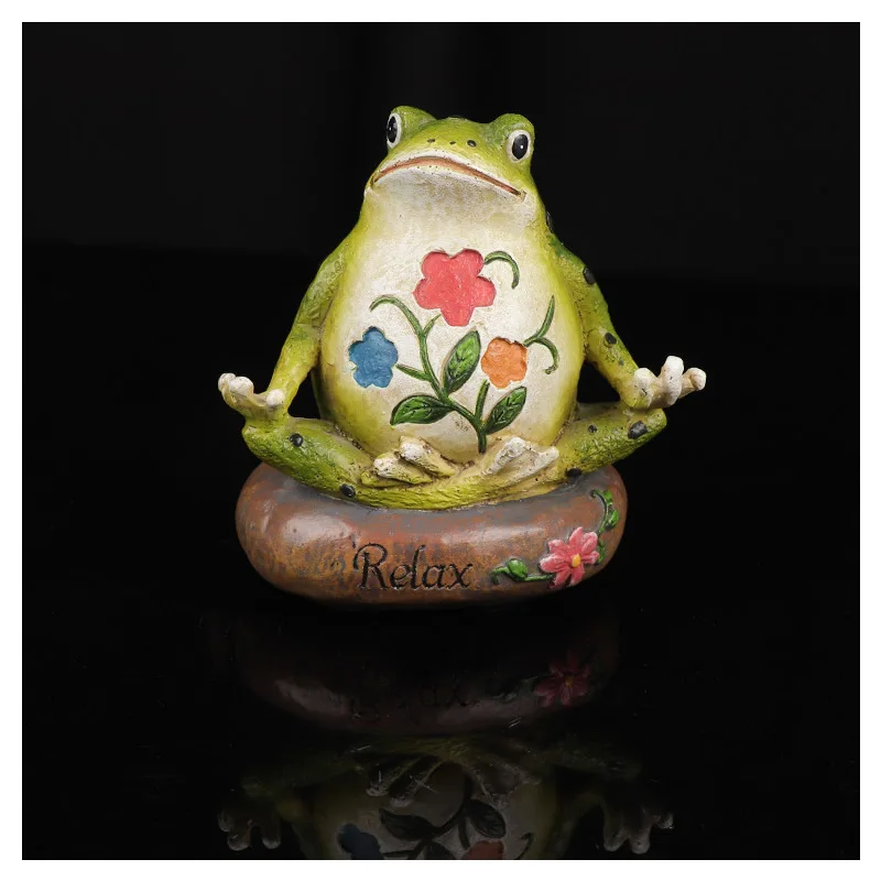 Милые Креативные Йога лягушки статуя декоративные сидя лягушка декор для сада дом, офис, магазин декор стола орнамент подарок - Цвет: Relax