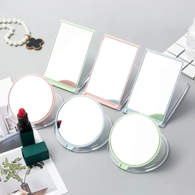 

HUAMIANLI Foldable Portable Small Mirror Girls Desktop Make Up Mirror Portable Round/Square Cute Mirror