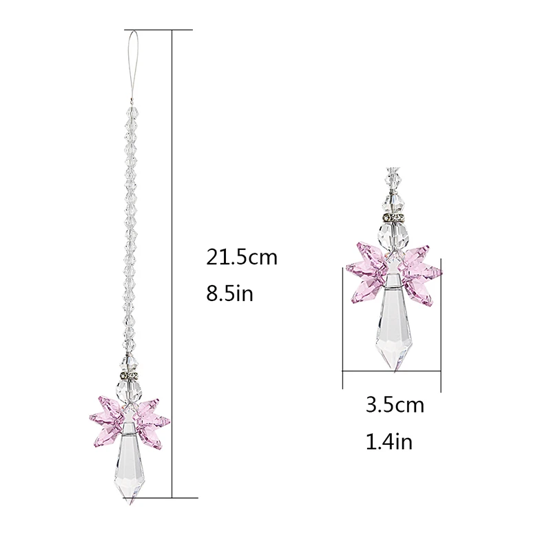 H&D Rainbow Angel Suncatcher Crystal Guardian Angel Chakra Sun Catchers Rear View Mirror Car Charm Home Wedding Decor (Purple) sun catcher,sun catchers