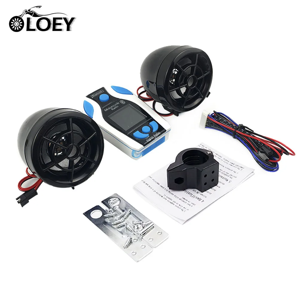 

OLOEY Motorcycle Bluetooth MP3 Player Music Audio Stereo Speakers FM Radio USB SD TF Card Scooter Moto Anti-Theft Alarm