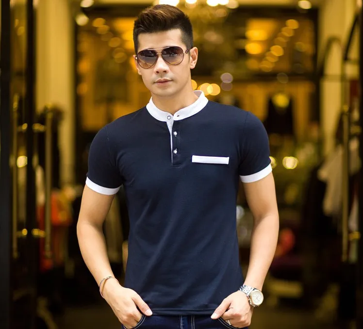 100 Brand NEW Cotton Camisa Polo Masculina Men Solid Polo Shirt Short Sleeve Skinny stand