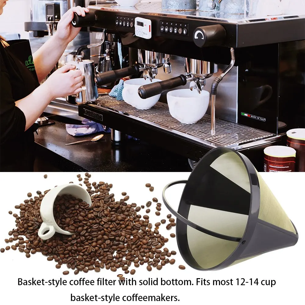 12-16 الذهب لهجة القهوة فنجان القهوة سلة نمط دائم المقاوم للصدأ المعدن فلتر مصفاة كوب للقهوة coffeemakers