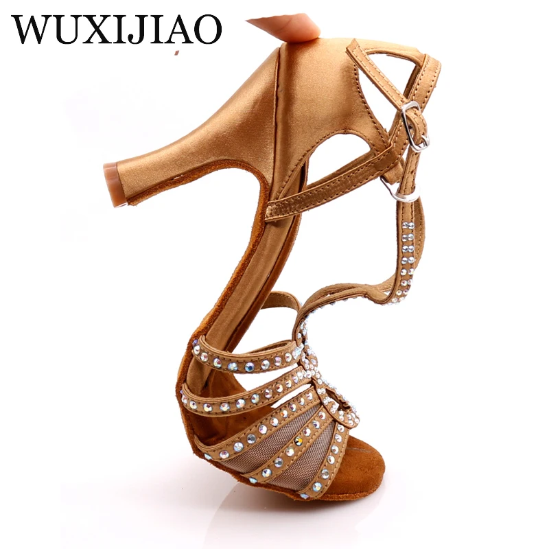 Женские туфли для латиноамериканских танцев WUXIJIAO блестящие атласные