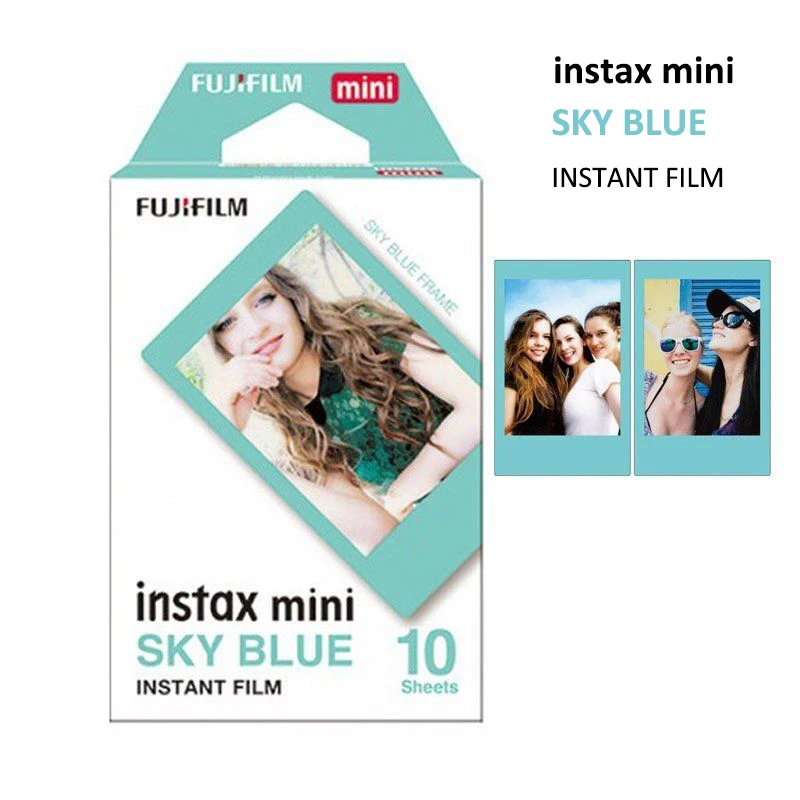 Подлинная Fuji Fujifilm Instax Mini 8 фильм Небесно-Голубой рамка+ черный пленка для Mini 8 70 8 плюс 90 25 Камера SP-1 SP-2 плюс бесплатный подарок