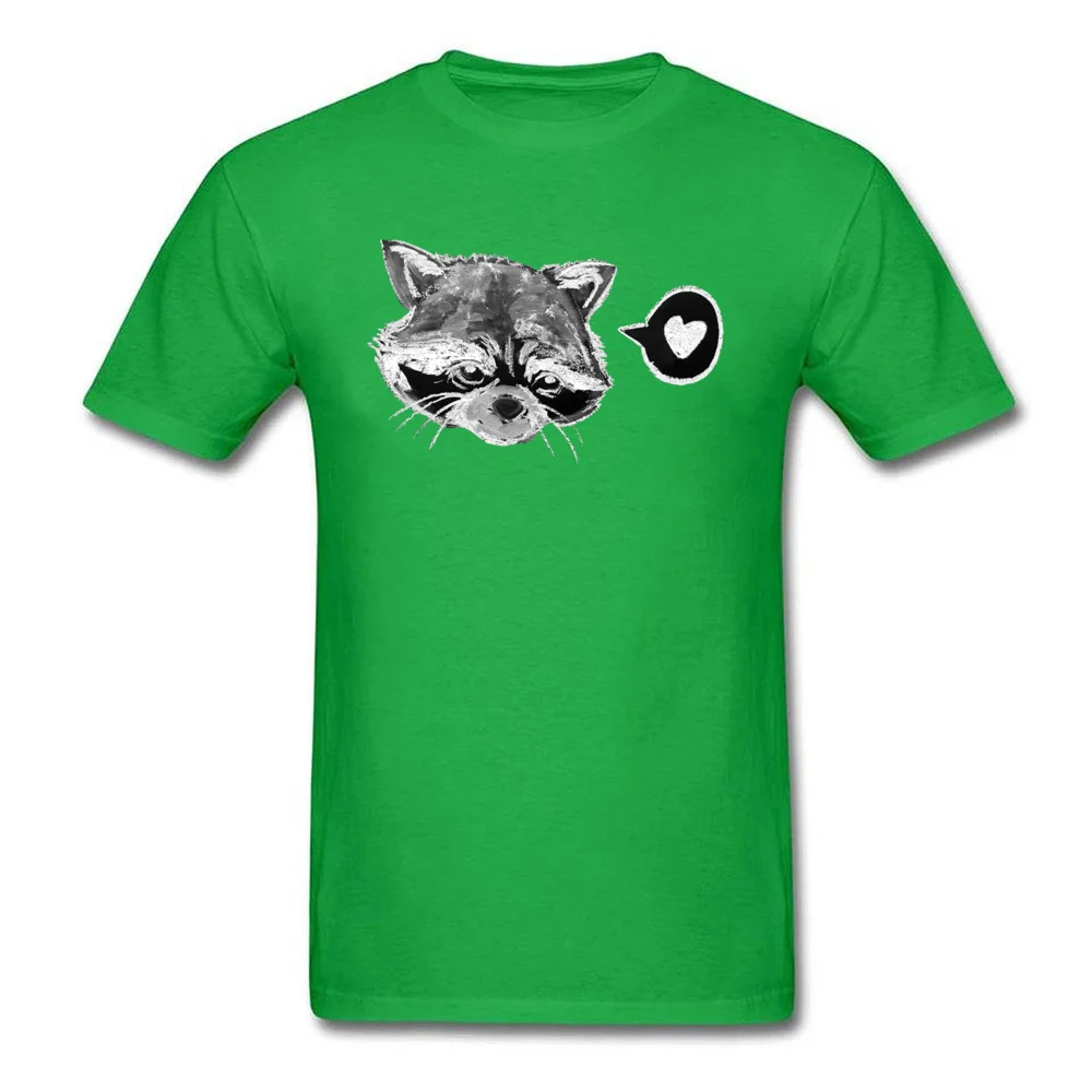 Design Racoon Love Crew Neck T Shirt April FOOL DAY Tops Tees Short Sleeve for Men Brand 100% Cotton Fabric 3D Printed T-Shirt Racoon Love green
