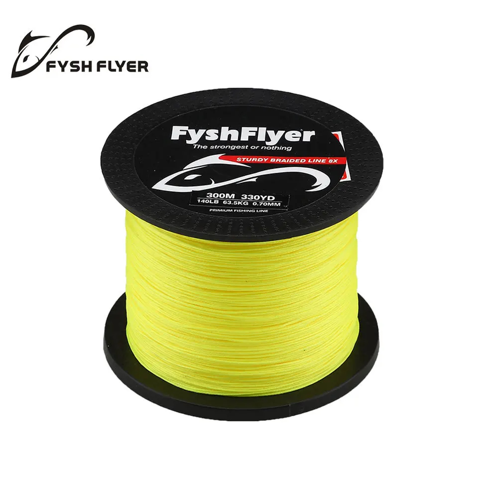 FyshFlyer; 8X-PE супер плетеная леска-300 м(330 ярд) Премиум качество; мощность; крепкий-серый, синий, зеленый, желтый, Радужный
