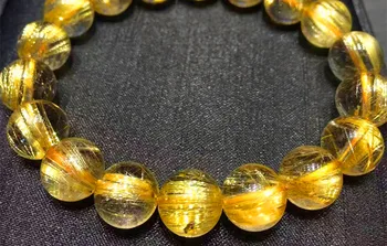 

Brazil!!!Natural quartz crystal Venus yellow hair crystal. Gold wire bracelet. Wholesale.