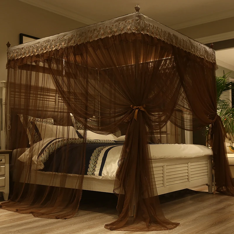 Романтическая кружевная трехдверная двуспальная кровать, москитная сетка, полный размер, украшение для дома, кровать, москитная сетка, Комплект постельного белья