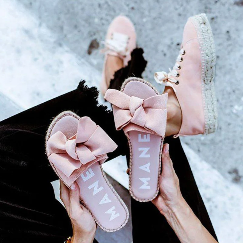 

HEFLASHOR Fashion Slippers Women Summer Bow Summer 2019 Slipper Indoor Outdoor Flip-flops Beach Shoes Female Fashion Shoes